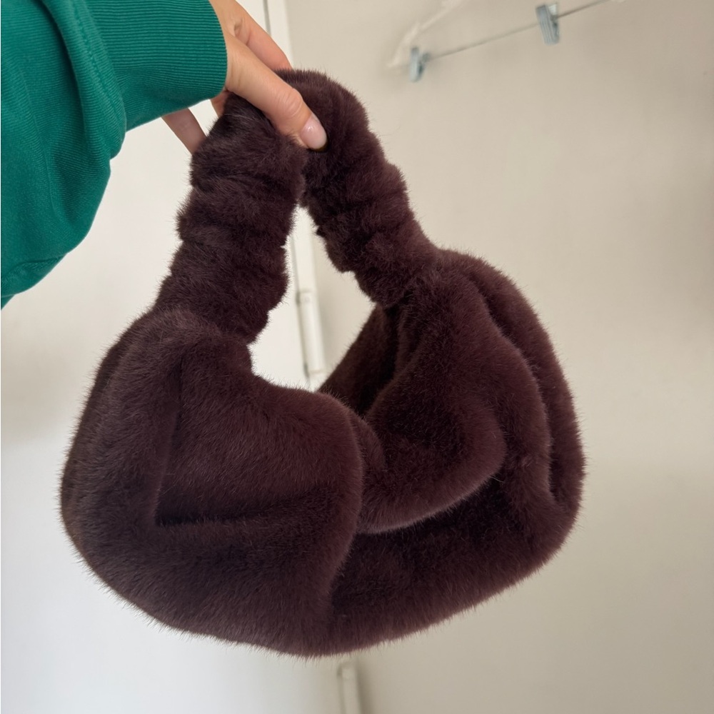 Alexander Wang scrunchie fur small bag in cola - Picture 5 of 6